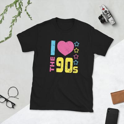 Ich liebe die 90er; Retro-Stil 1990er Party, Kurzarm Unisex T-Shirt