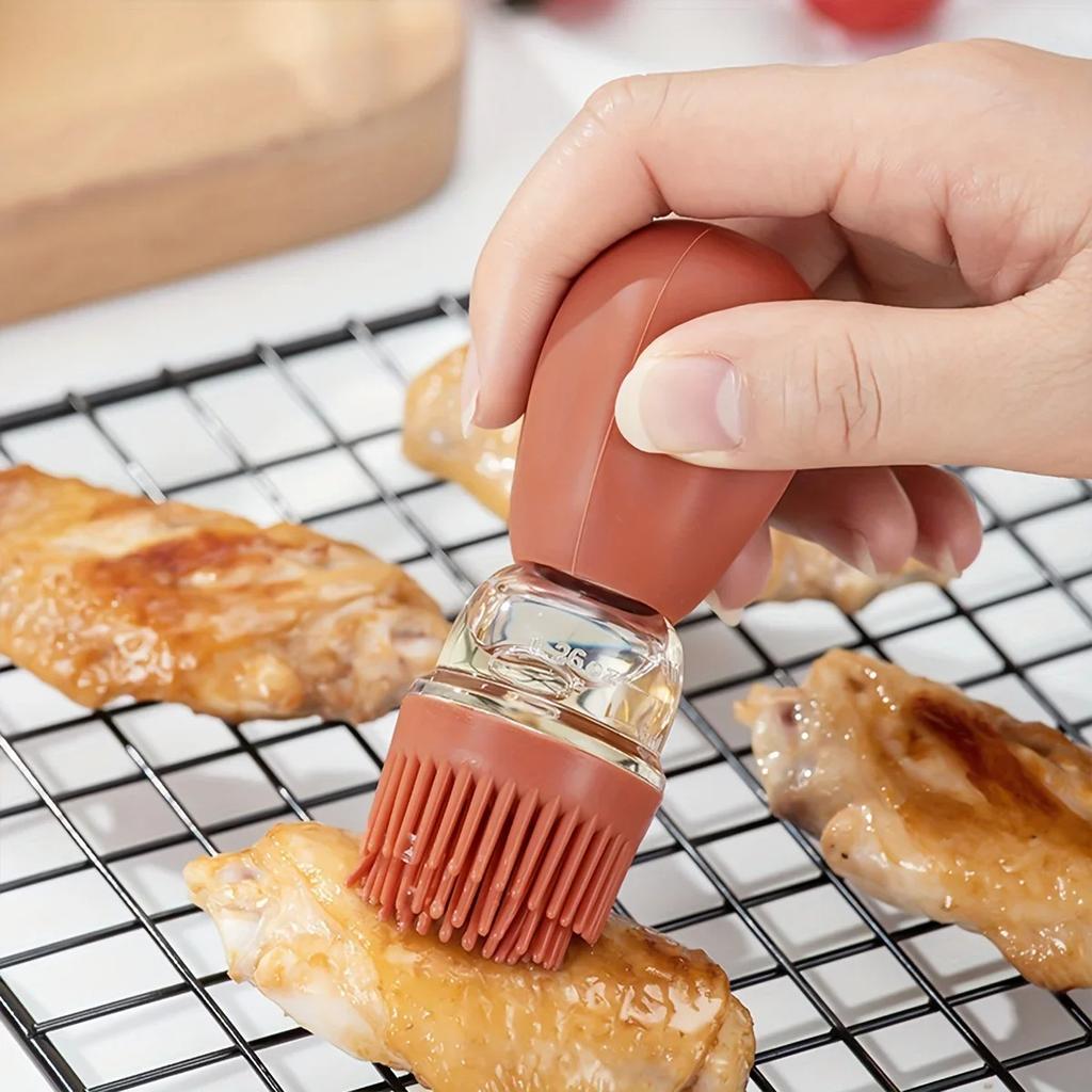 Measurable Seasoning Container Oil Bottle Kitchen Silicone Quantitative Outdoor with Brush Barbecue Spray Bottle Cooking Tools