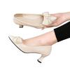 Thick Heel High Heels Women's 2025 New Pointed Head Bow Light Mouth Work Shoes Medium Heel Single Shoes Thin Heel Versatile Women's Shoes