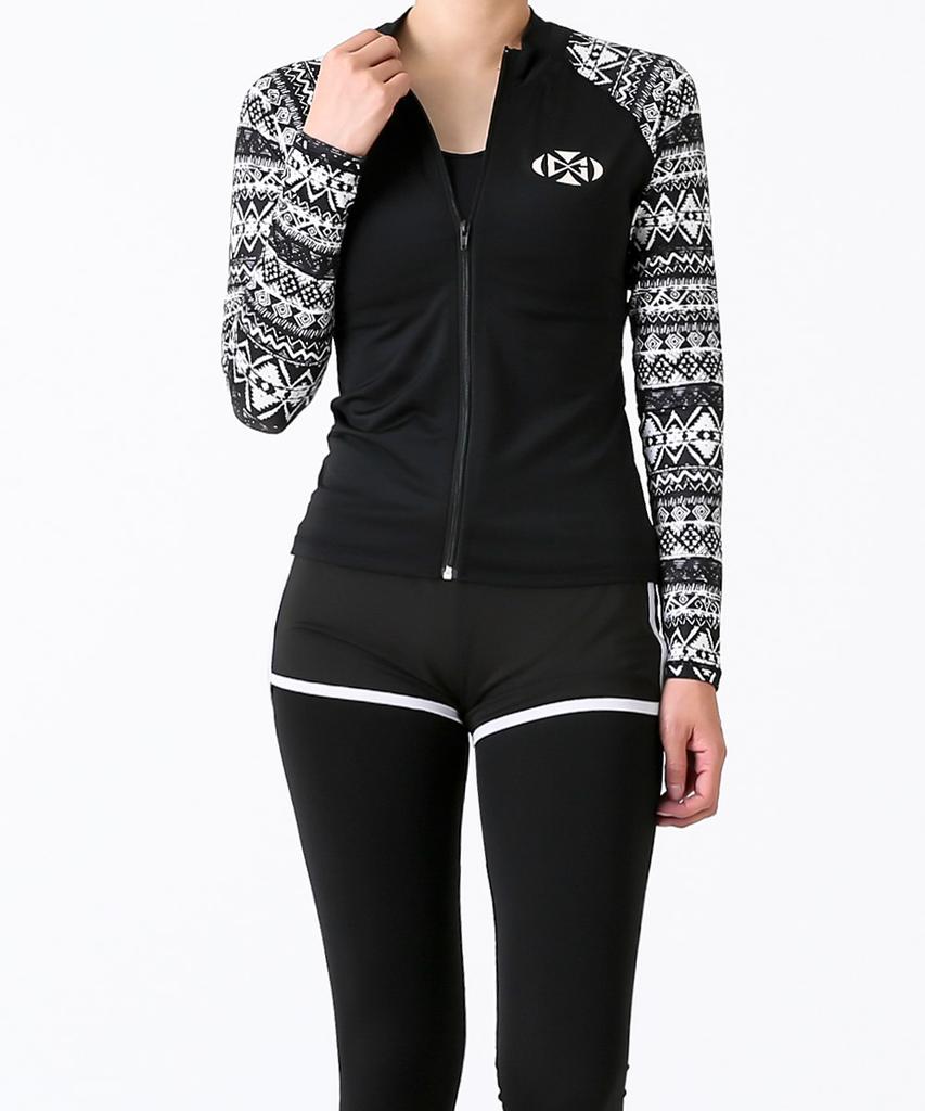 Dangun Cool Air Stone Print Zip-Up Long Sleeve Rash Guard