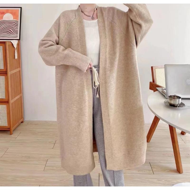 

Кардиган средней длины и длинный свободный большого размера, вязаный, женский, осенне-зимний, новая модная куртка-свитер One size