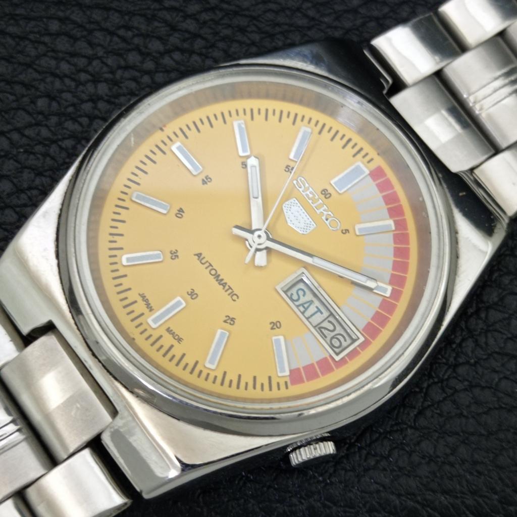 GENUINE VINTAGE SEIKO 5 AUTOMATIC 7009A JAPAN MENS YELLOW DIAL WATCH A708799-1