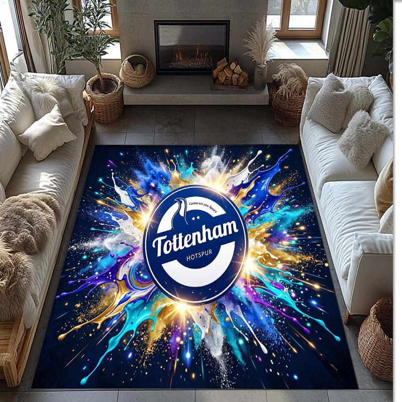 Tapis de zone en flanelle imprimé Tottenham Hotspur Antidérapant Doux Polyester Tapis de sol Tapis de décoration d'intérieur pour Chambre à coucher Salon Canapé