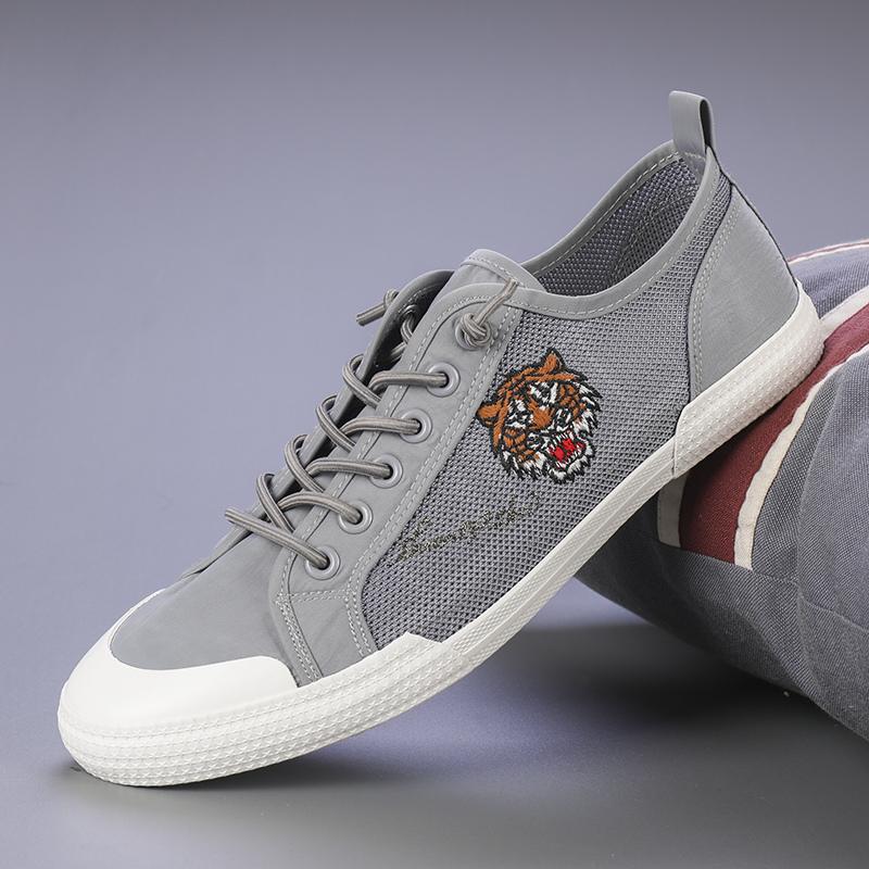 Výprodej Plátěné Pánské Boty Vyšívané Boty s Tygrem Pánské Ležérní Mokasíny Klasické Černé Bílé Nazouvací Obuv Pánské Značkové Tenisky