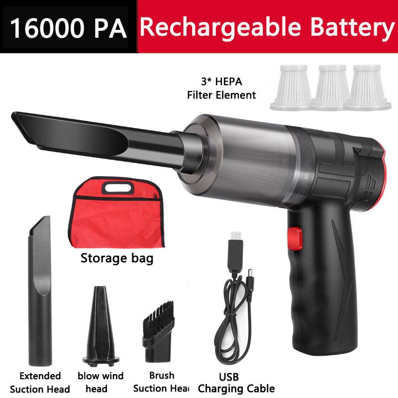 16000PA Powerful Suction Car Handheld Vacuum Cleaner Wet And Dry Smart Lightweight Home 150WVacuum Interior Accessories