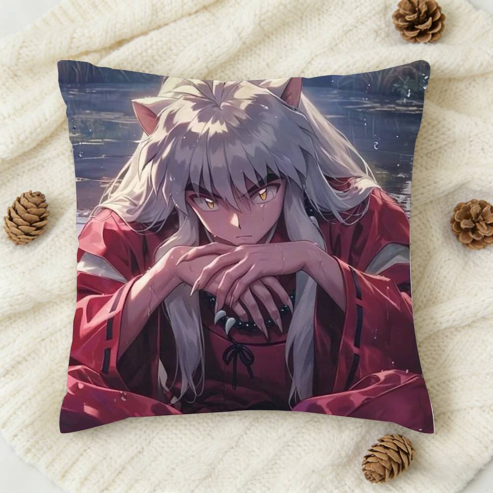 Anime iInuyasha Cool Cute Doublesided Printed Square Decorative Cushion Cover for Sofa Living Room Home Decor