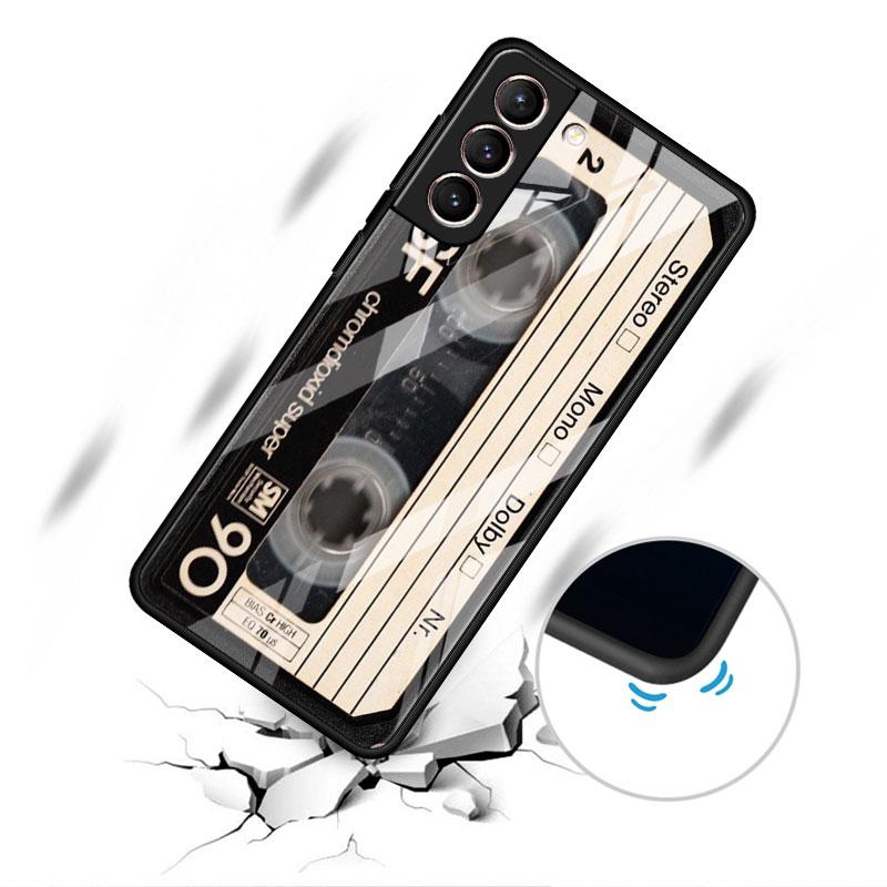 Magnetic Radio Tape Cassette Glass Case For Samsung Galaxy S22 S20 FE S21 Plus Phone Cover S10 5G S9 Note 20 Ultra 10 Lite Shell