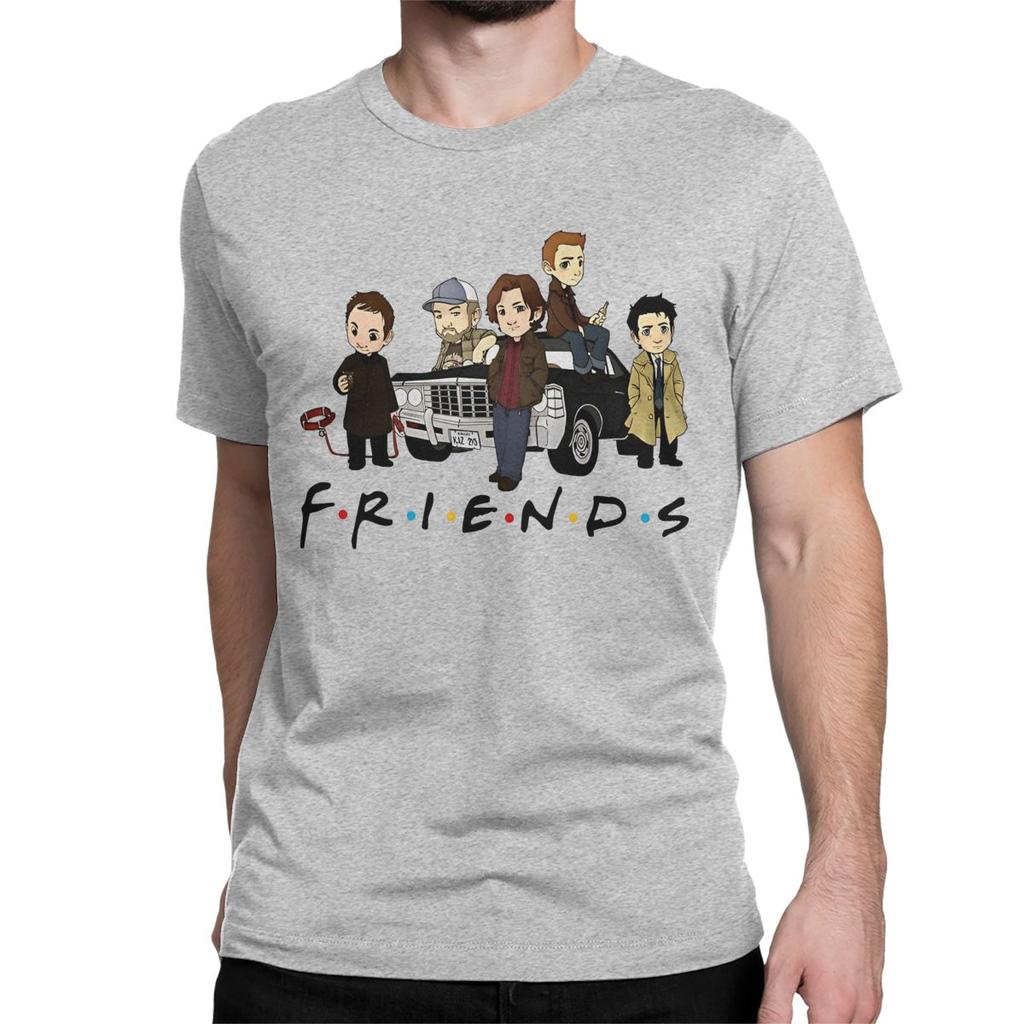 Dean Winchester Friends T Shirts Men Women's Cotton Leisure T-Shirts Round Neck Supernatural TV Series Tee Shirt Clothing Summer