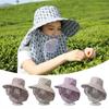 Wide Brim Face Mask Sun Hat UV Protection Lightweight Tea Picking Work Hat Full Wrap Breathable Fisherman's Hat Summer Outdoor