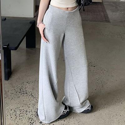 Gray Lazy Style Casual Pants Sports Pants Wide-leg Pants Women's Summer New Low-waist Loose Straight Pants Floor Trousers