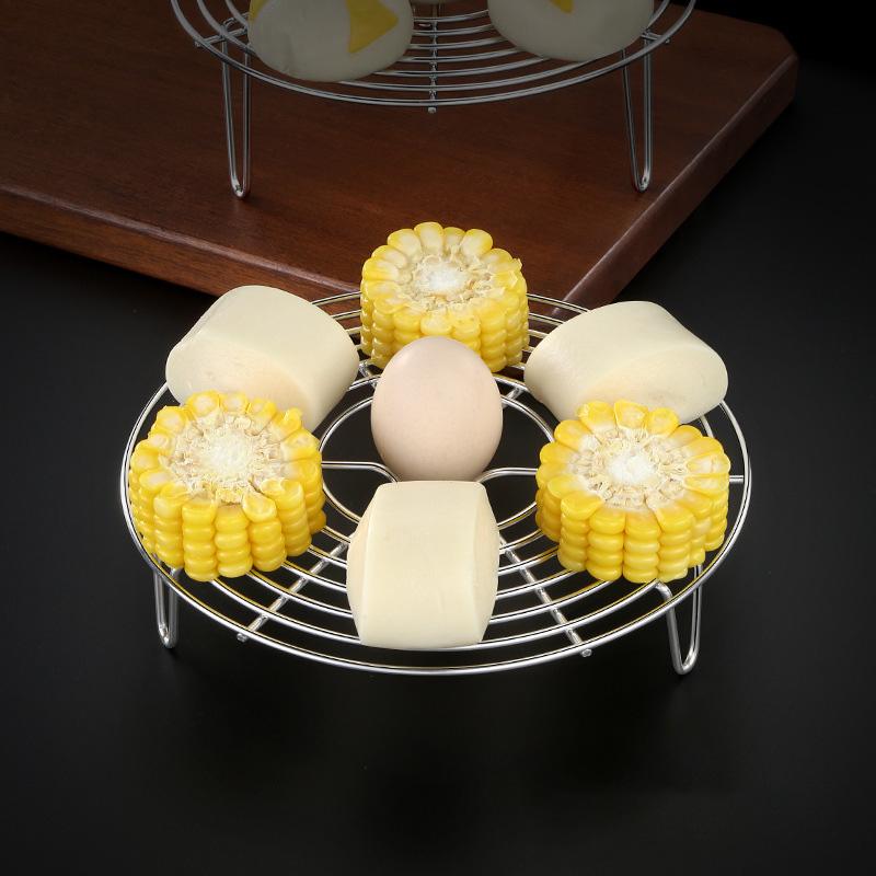 304 Rustfritt Stål Dampskinnstativ Dumplings Egg Mat Dampingbrett Rundt Kokekar Riskokere Airfryer Stativ Kjøkkenutstyr
