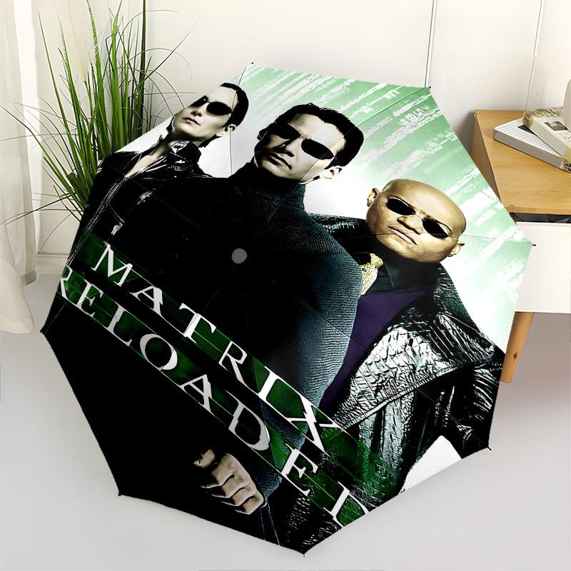 1pc Matrix Reloaded Automatic Folding Umbrella - Compact 8-Rib Design, Durable Plastic & Iron1162L