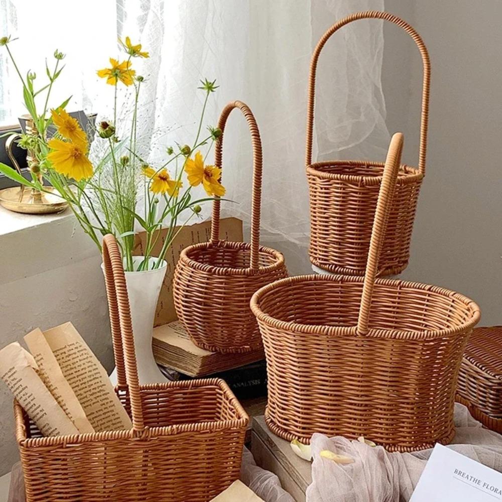 Ručně pletený svatební košík na květiny z vrbového proutí, organizér na drobnosti, dárková dekorace