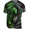 Summer 3D Printed Short Sleeved Street Style Plus Size Top, Fashionable Casual Wear, Men's Lion Sportswear