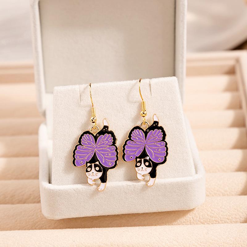 Fashion Cute Fox Koi Cat Rabbit Earrings for Women Girls Sweet Cartoon Enamel Painted Animal Earrings Jewelry Gift