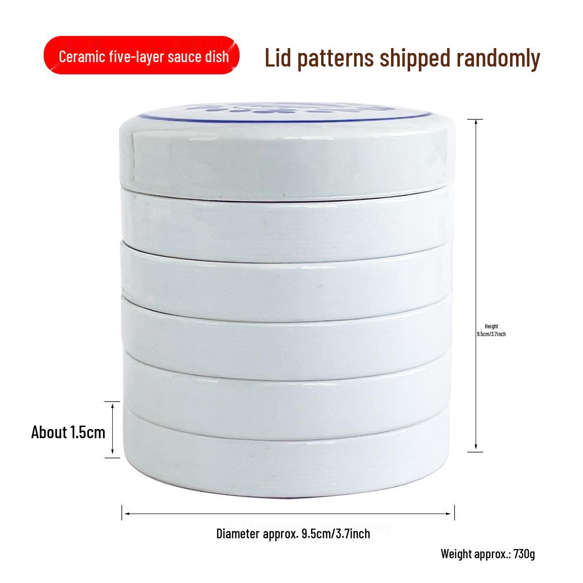 Сине-белая глазурованная керамическая палитра с крышкой - Набор из пяти емкостей для пигментов, чернил или приправ