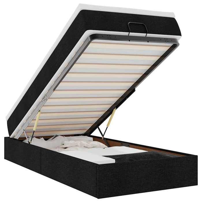 VidaXL Cadre de lit ottoman avec matelas noir 90x200 cm tissu, cadre de lit, cadre de lit rembourré, cadre de lit ottoman 3311080