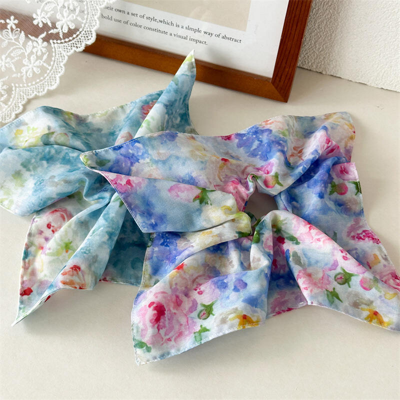 New Bohemia Floral Print Hair Scarf Scrunchies Women Large Ponytail Hair Rope Tie Headbands For Girls Party Hair Ornament