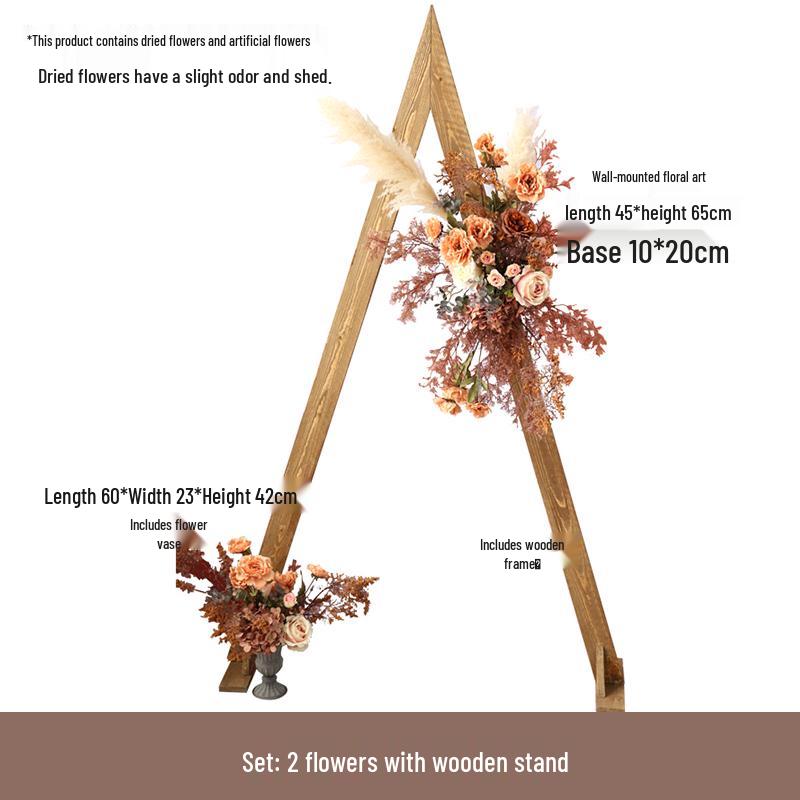 Retro Brown Floral Silk Flower Wall Hanging for Weddings and Events