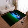 Glowing Soccer Ball Printed Carpet with Green Field and Abstract Design Suitable for Use As an Anti-slip for Living Room Bedroom Sofas