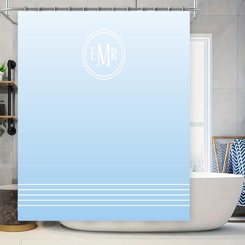 

Custom Monogram Shower Curtain Bath Decoration For Him Or Her With 3D Printing Technology In Blue Gradient Design ( W60H190(CM)-1 Pcs