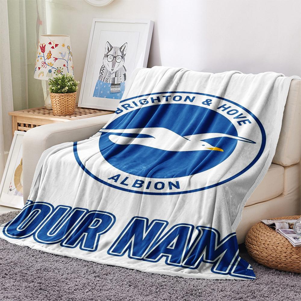 1PC Custom Name Brighton&Hove Albion Patterned Flannel Blanket Suitable For All Seasons for Home Decor Warmth and Comfort Gifts Holiday Present