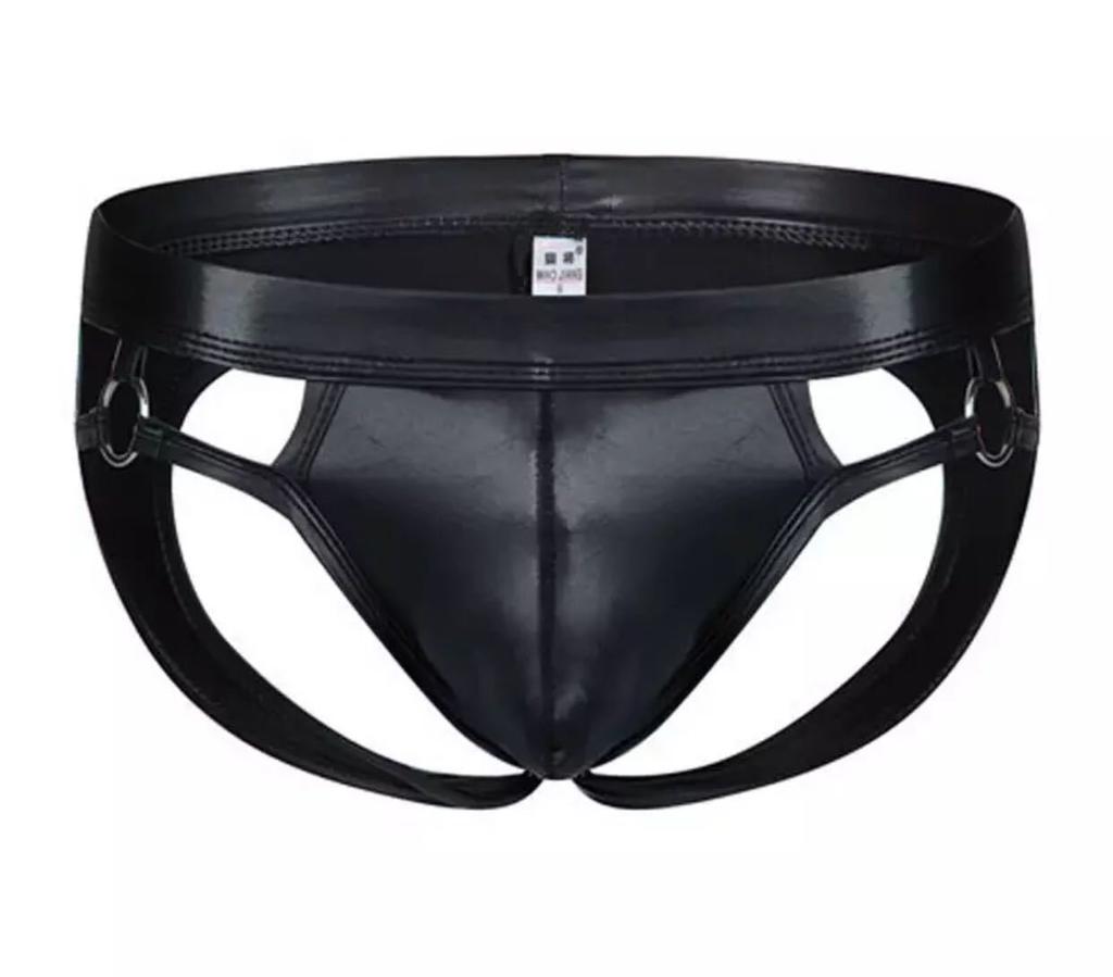 Thong men's sex underwear men's underwear European and American sexy imitation leather mesh men's thong