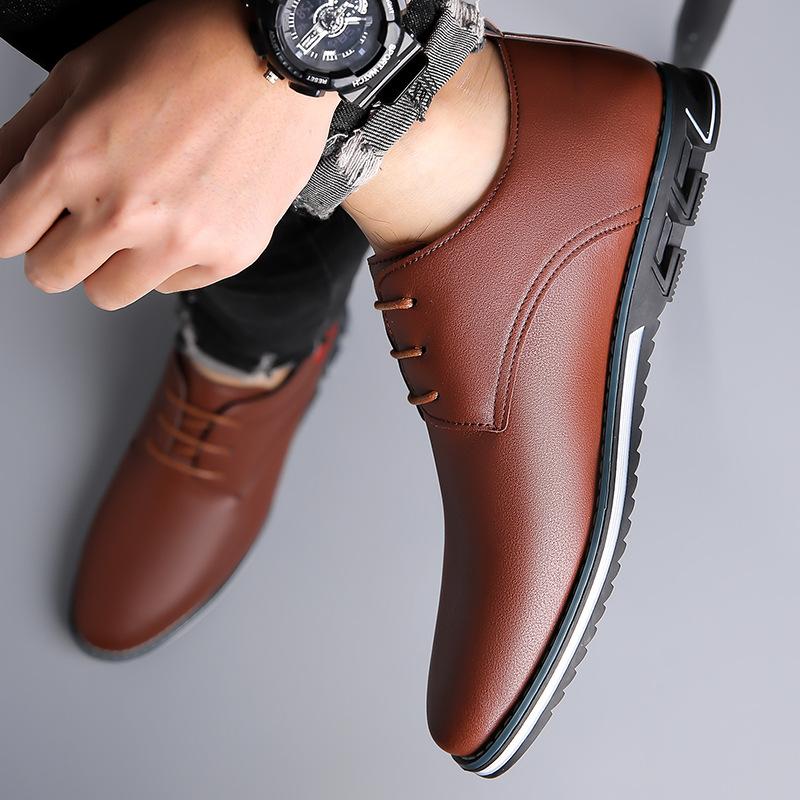 Fashion Korean Big Size Solid Color Casual Shoes for Men Spring Autumn Fashion Driving Shoes Male Lace New Designer Leather Loafers Man