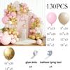 Ballon-Set „Weißer Sand“ mit pastellrosa-goldenen Ballons, Girlande und Bogen – Dekoration für Babypartys, Gender-Reveal-Partys, Hochzeiten und Geburtstagsfeiern