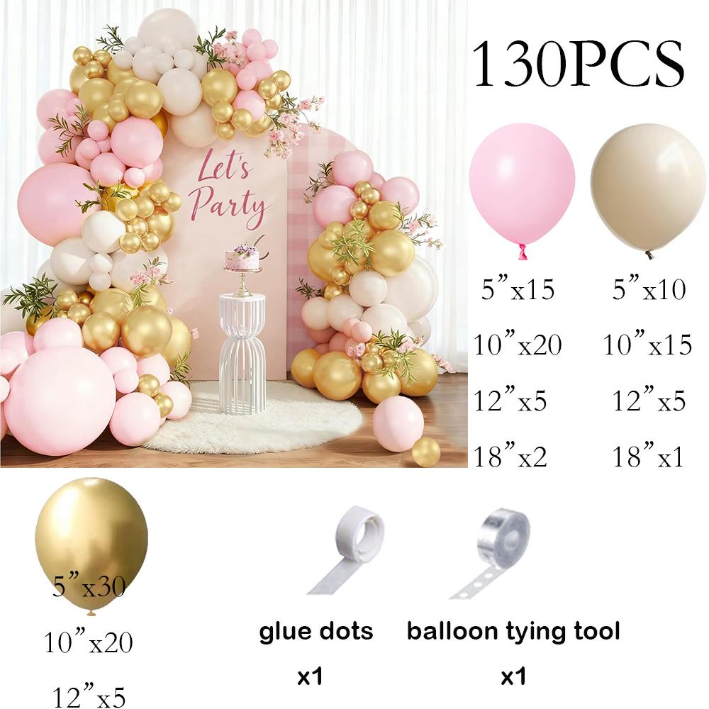 

White Sand Balloon Kit Pastel Pink Gold Balloons Garland Arch Home Baby Shower Gender Reveal Wedding Birthday Party Decoration AS Picture