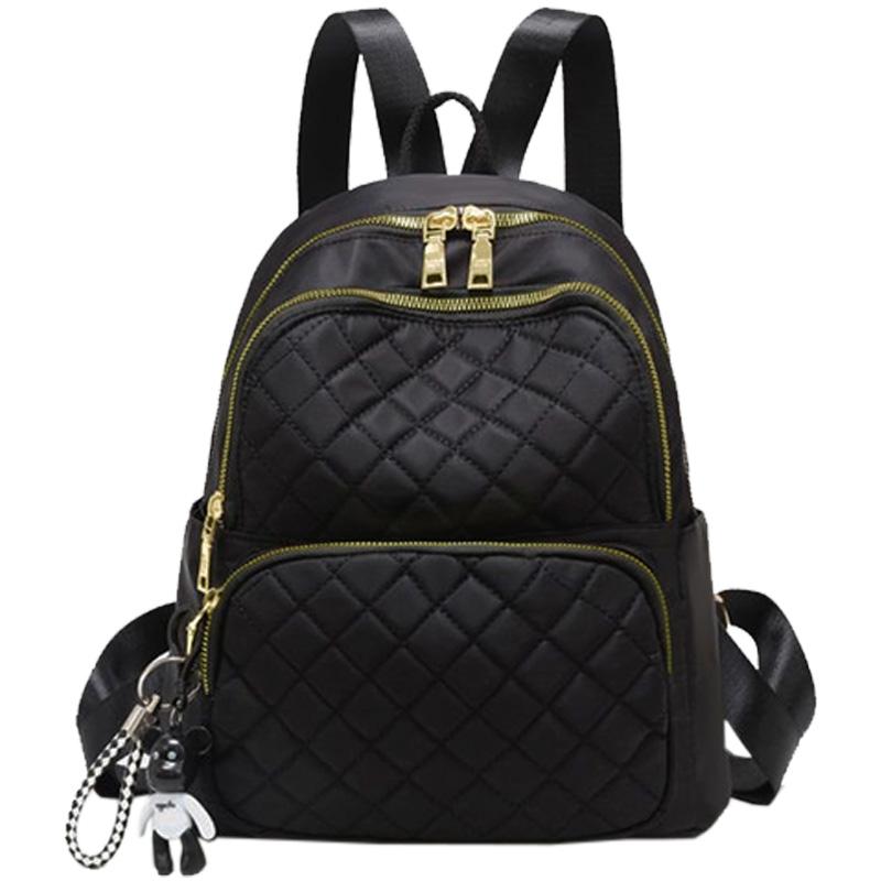 Everyday Elegant Quilted Backpack Trendy Compact Ladies Daypack, Classic Black Design for All Daily Casual Occasions