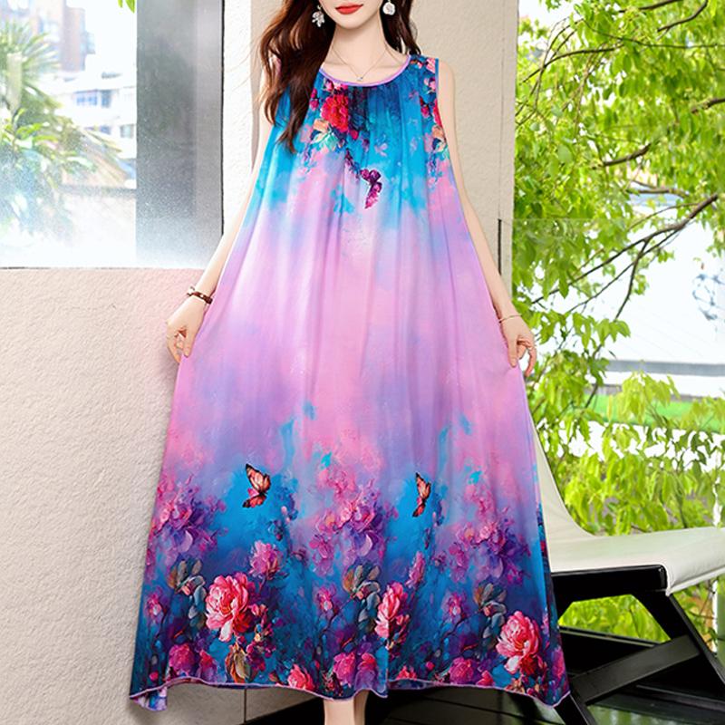 Elegant Summer Women's Summer Dress Casual Sleeveless Long Dresses Plus Size Woman Clothing