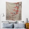 Tapestry se zimním květem švestky, Tradiční čínská červená květinová závěsná dekorace na zeď se sněhem pro Zen a estetickou domácí výzdobu