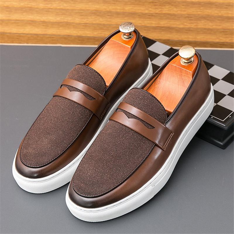 Fashion Trend New Luxury Men Brown Slip On Penny Loafter Leisure Leather Shoes Male Comfortable Sneakers Masculino Zapatos Hombre