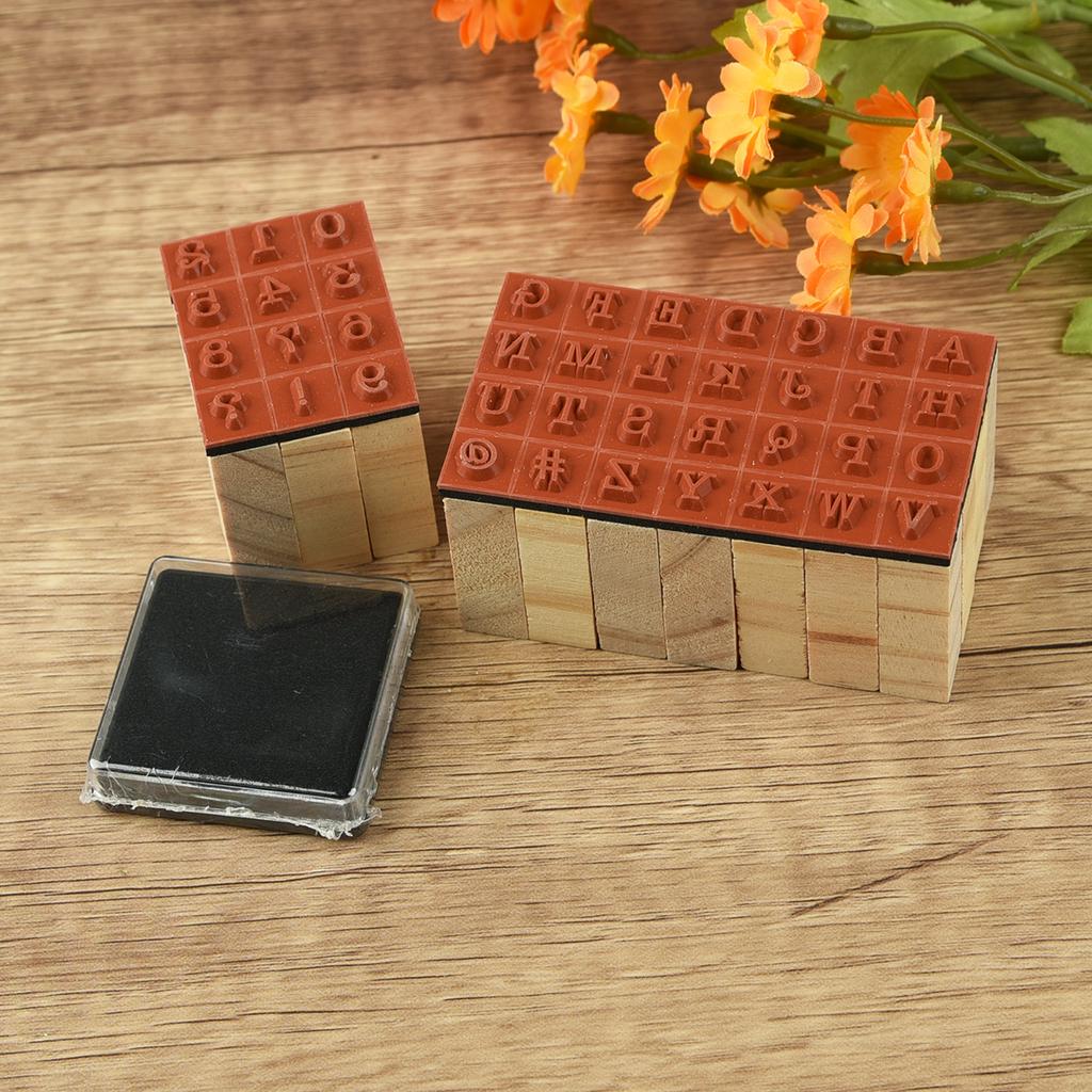 40Pcs Alphabet Stamps Vintage Wooden Rubber Letter Standard Stamp Set for Craft Card Making Planner Scrapbooking Journals