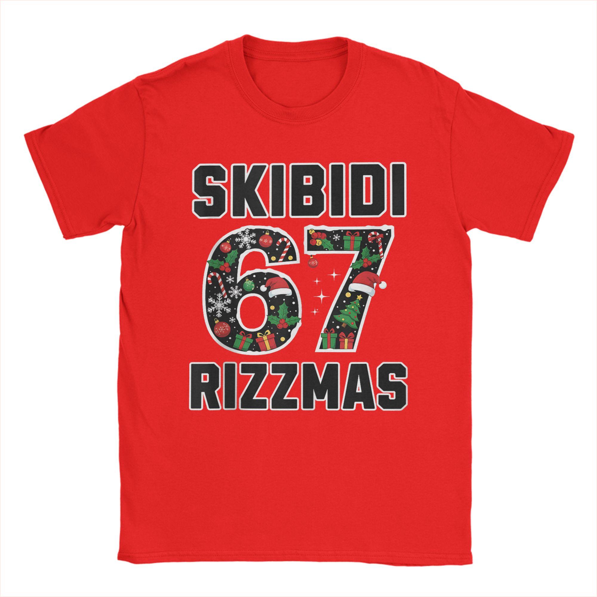 Rizz Christmas 67 Funny Xmas Gen Alpha Skibidi Rizzmas 67 T Shirts Unisex Cotton Vintage TShirts Tee Shirt Short Sleeve Clothes S