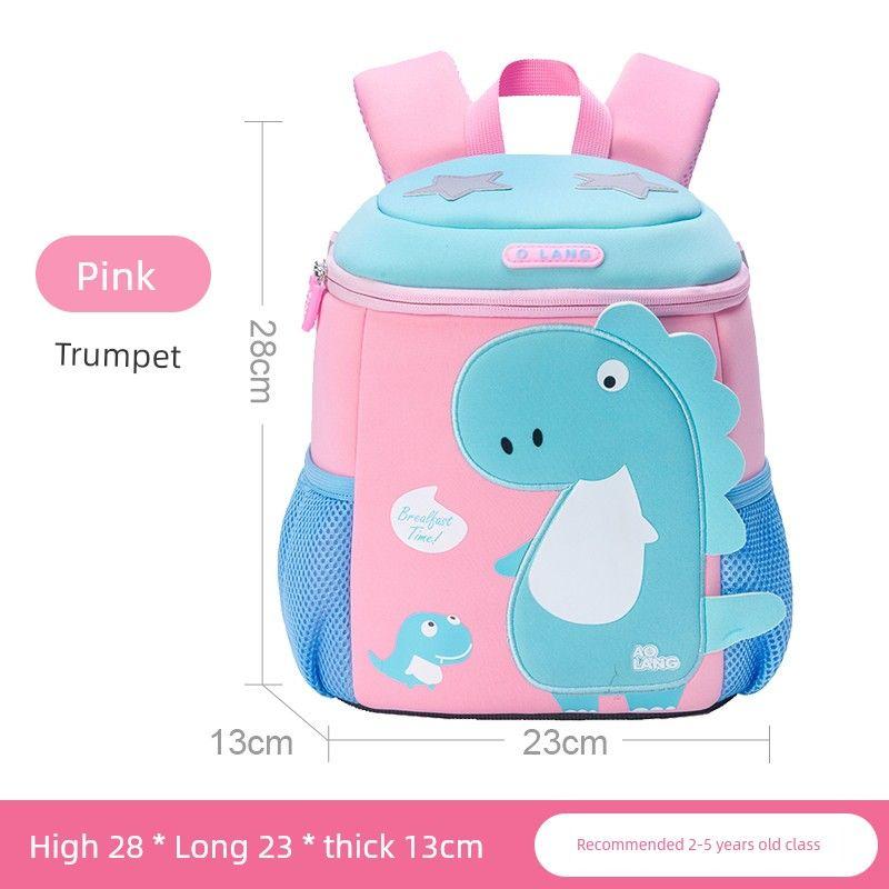 

Kindergarten Girl Schoolbag 3-5 Years Old Pink Purple Cute Cartoon Cherry Baby Girls Backpack New Arrival Big Nose Dragon Pink small size