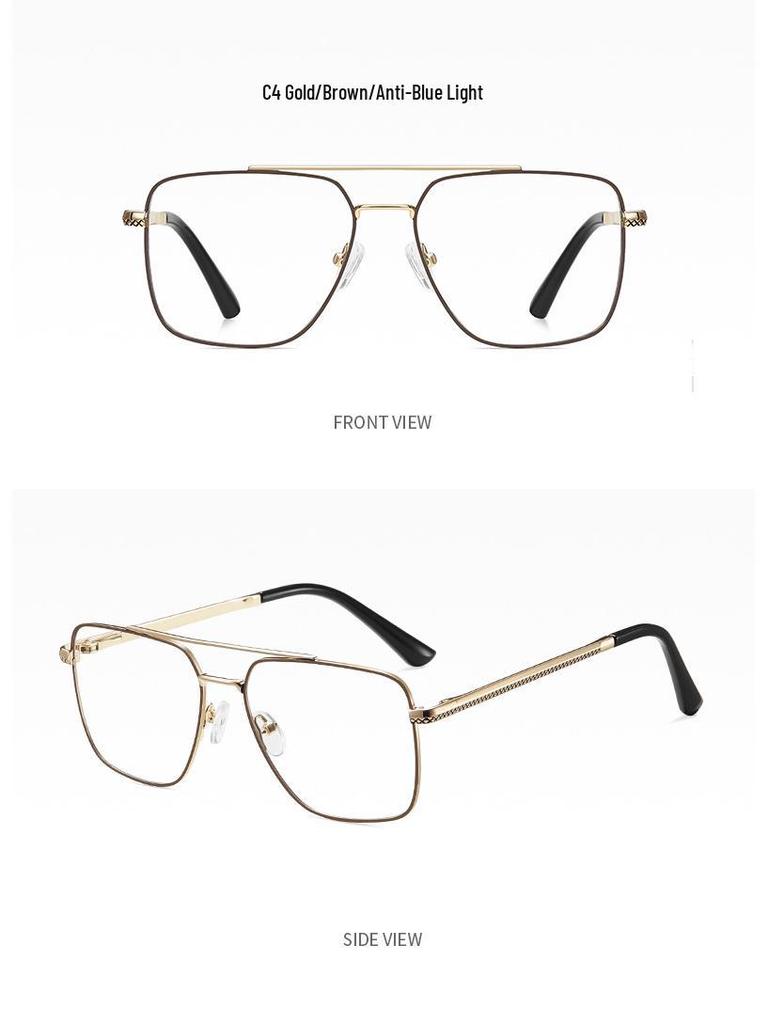 Fashionable High-End Men's Full-Rim Lightweight Metal Glasses with Prescription Lenses for Myopia