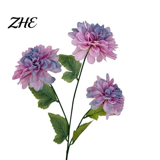 Realistic Decorative Plants Artificial 3 Head Dahlia Flowers, Silk Fabric Floral Arrangement, Bouquets Adjustable Fake Flowers for Home Decor Wedding