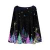Women's Round Neck Lightweight Sweater Casual Long Sleeve Christmas Print Knit Pullover.