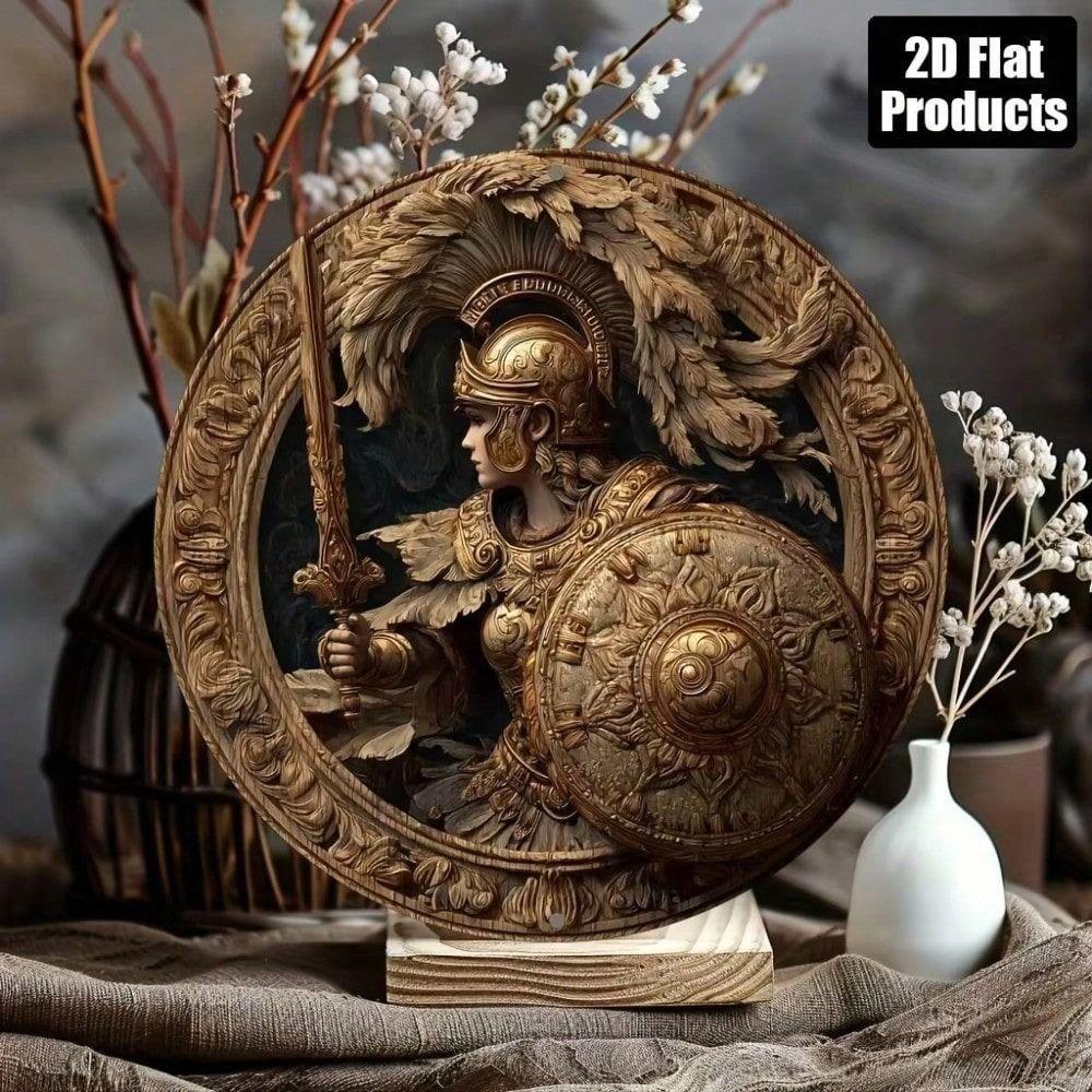 Metall Wandkunst Antiker Griechischer Hoplit Rund 8x8 Zoll für Bar Dekor