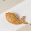 **Cute Koi Fish Carving (Yai Bai Boxwood) - Childlike Handheld Sculpture for Wealth and Fortune**
