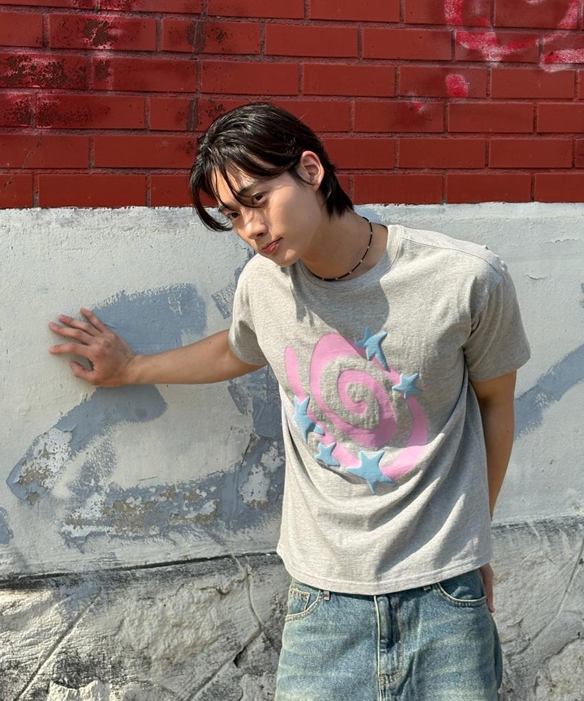AMOU Molly Star Half T-Shirts Gray