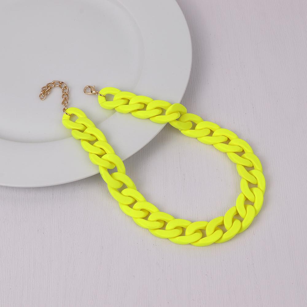 Statement Matte Colorful Chunky Acrylic Chain Necklace For Women Boho Resin Wide Chain Collar Choker Necklaces Pendant Jewelry