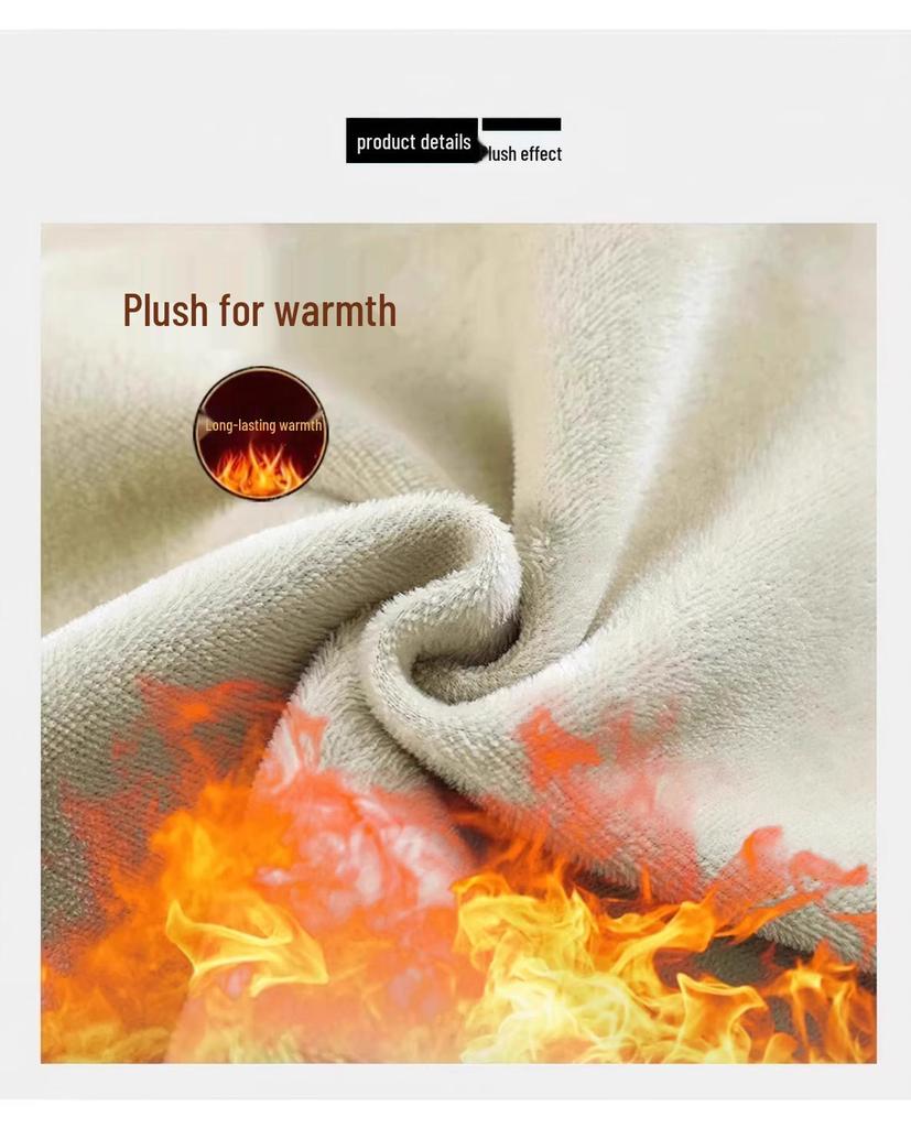 Plus Size Women's 2024 Winter Fleece-Lined High Waist Wide Leg Jeans