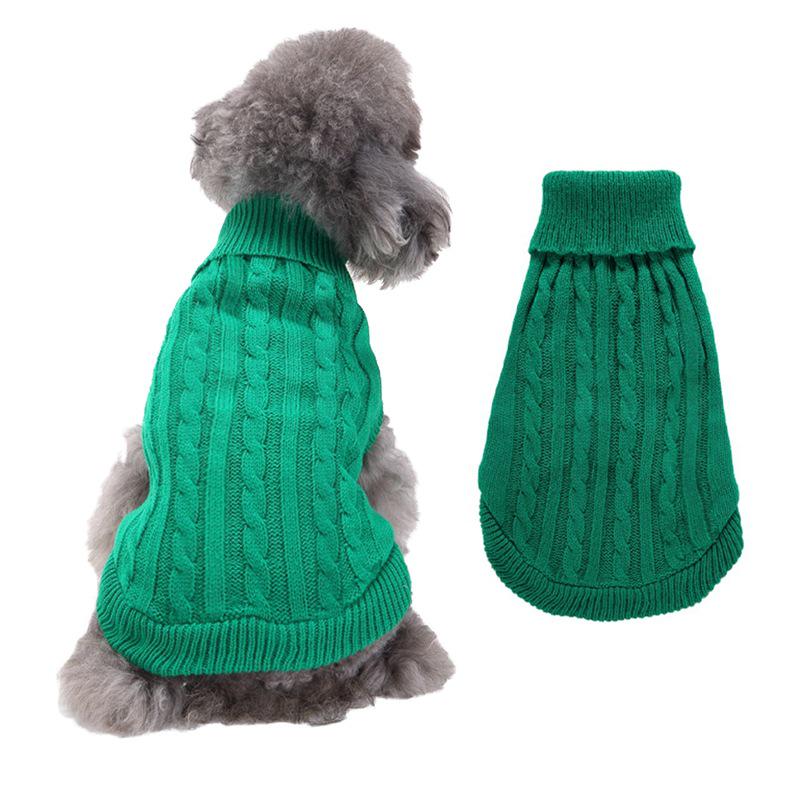Solid Color High Neck Aran Cable Knit Sweater for Large Dogs