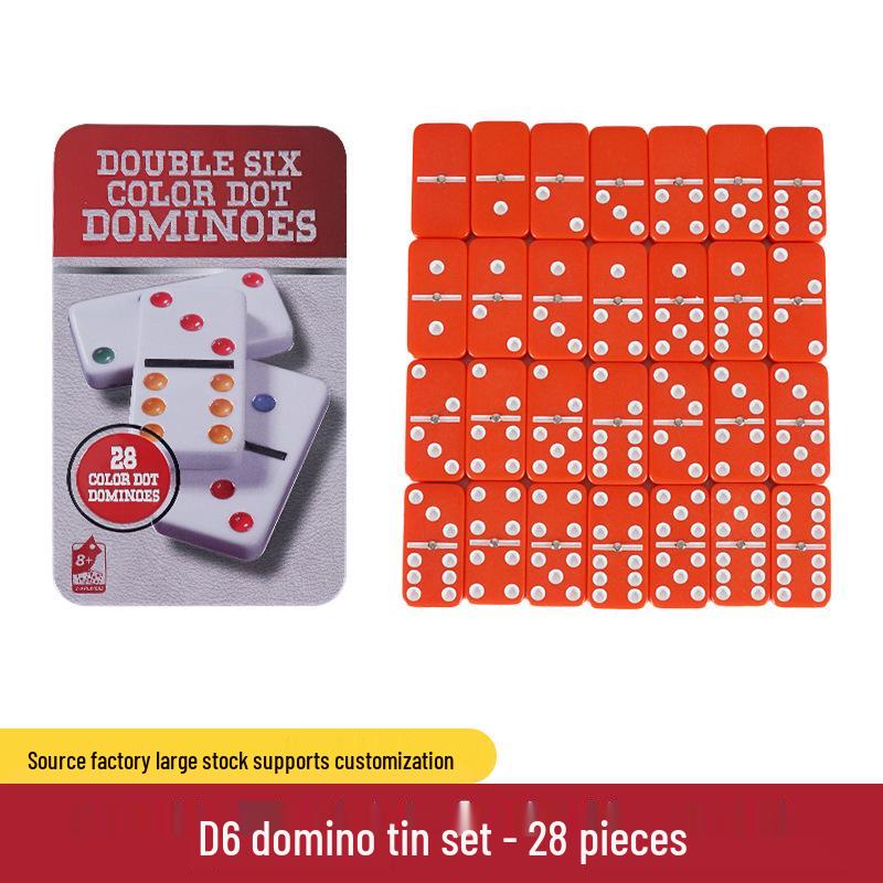 Little Train Domino Iron Box Set: Educational Board Game and Building Block Toy for Adults