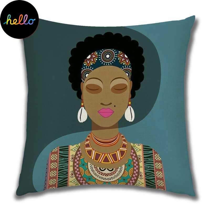 Abstract Painting Africa Cus on Cover African Woman Home Decor Pillow Case Gallery Exotic Ethnic Stye Linen Cus on Cover