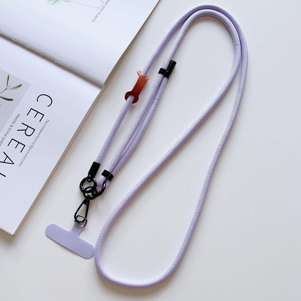 7mm Phone Lanyard Crossbody, 1.5m Adjustable Anti-Lost Neck Strap with Colored Chain and Leather Tag.