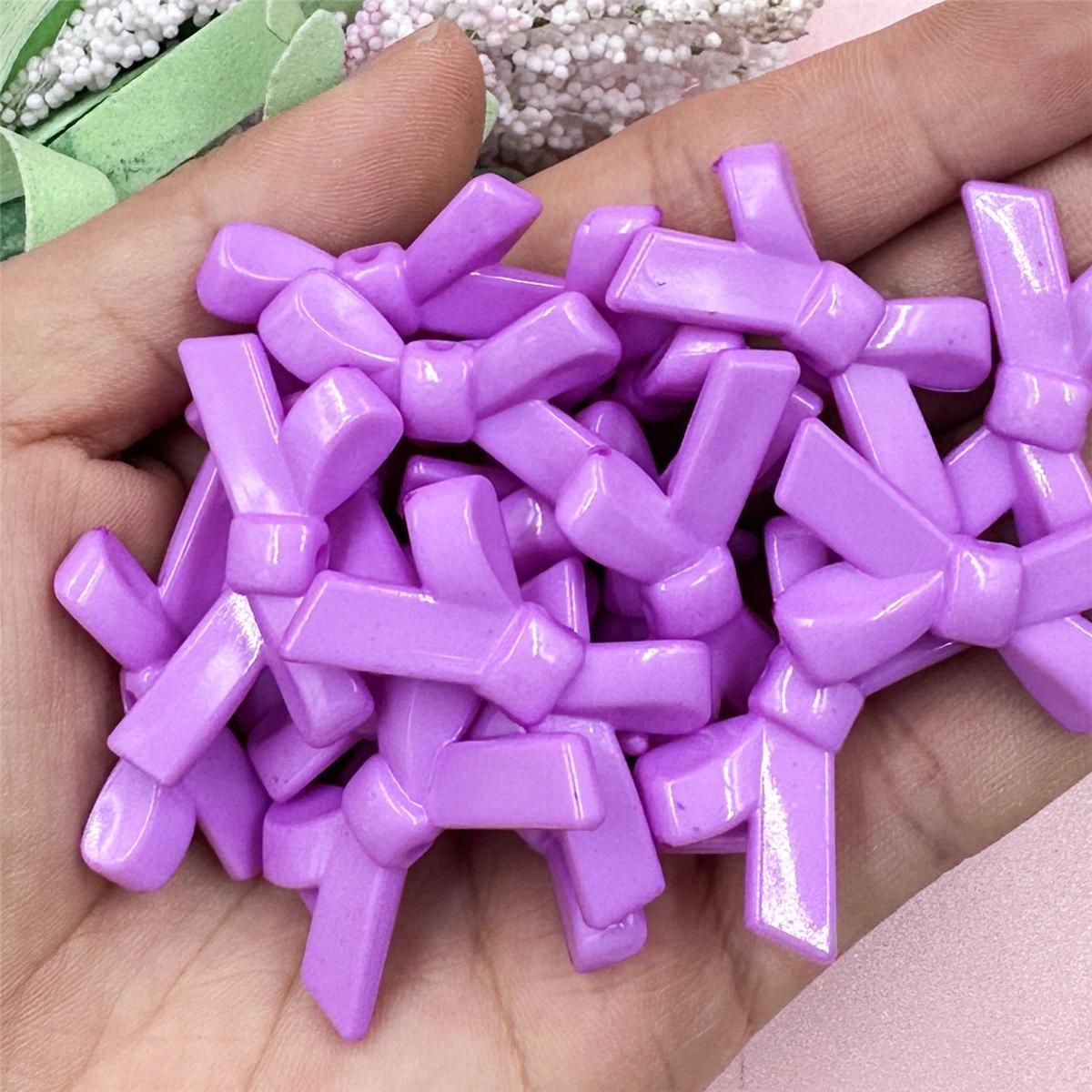 

Для изготовления браслетов и ожерелий, модные 50 шт. 20,4*34,2 мм, акриловые ювелирные изделия «сделай сам», аксессуары, свободные бусины, красочные однотонные подвески с бантом фиолетовый